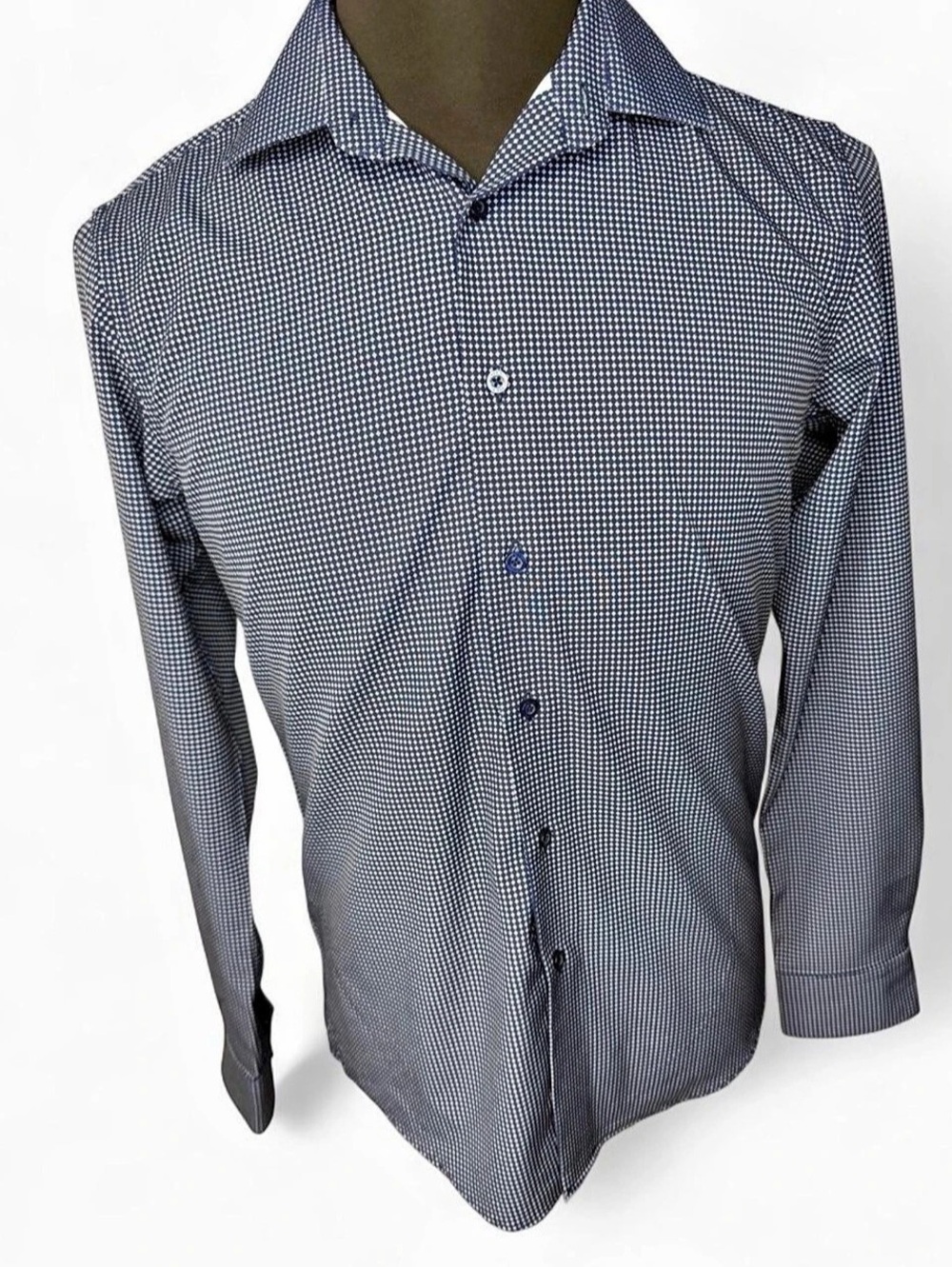 Jones New York Signature Slim Fit Geometric Button Down in Blue & White Size